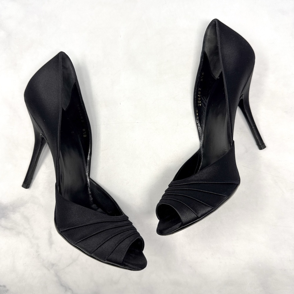 GUCCI Vintage Y2K Silk Satin GG Crystal Embellished Stiletto Heel Pumps Black - Picture 11 of 16